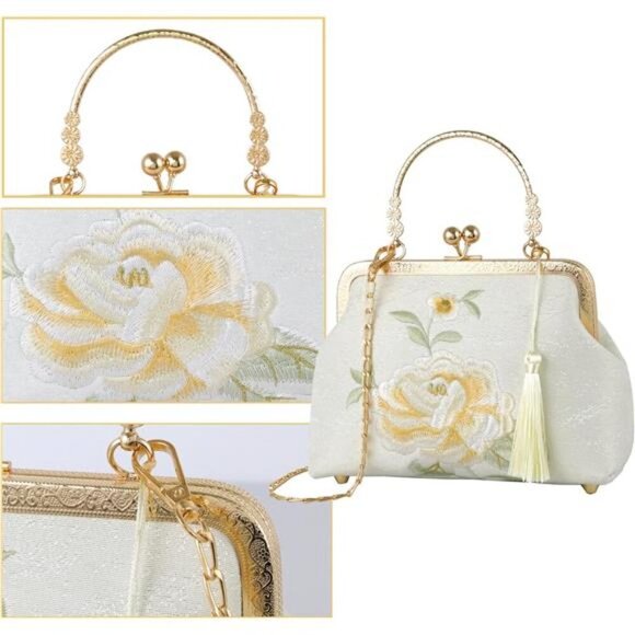 YeBon Retro Shoulder Chain Messenger Clutch Chinese Style Embroidered Elegant - Picture 3 of 8